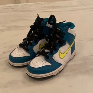 Nike Kids Teal and White High-Top Sneakers